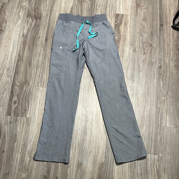 FIGS XXS | Gray scrub pants w/ teal drawstring – Technical Collection - Picture 1 of 8